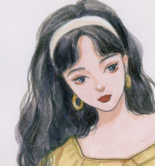 水彩手绘女生头像
