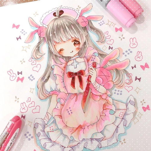 马克笔插画洛丽塔装束漫画少女手绘,适合新手临摹