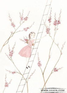 艺术家juliannaswaney女生和花插画艺术