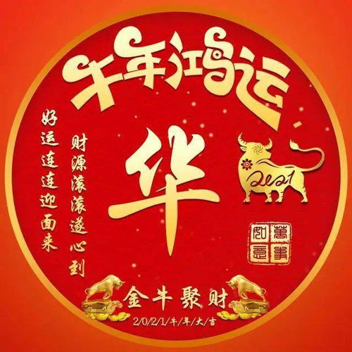微信头像分享牛年鸿运,财源滚滚,好运连连