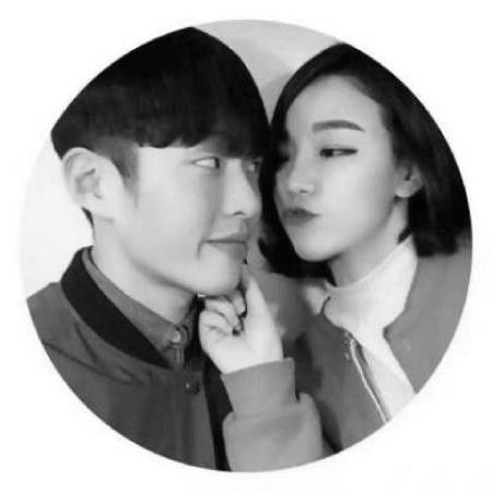 黑白情侣头像一男一女,个性创意圆形边框的