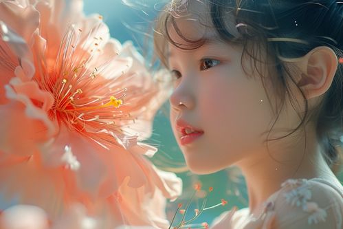 清新小女孩与鲜花人物肖像摄影摄影图下载至来源处