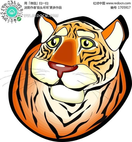 手绘老虎头像矢量素材其他免费下载红动网
