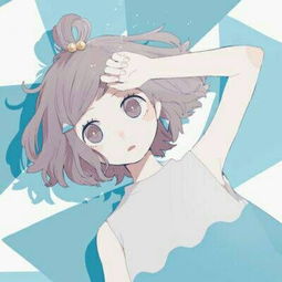 吃冰激凌的少女卡通头像清凉的蓝色女孩吃冰激凌的头像
