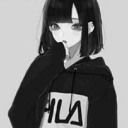 黑白卡通女生头像短发酷女孩是很多人的爱
